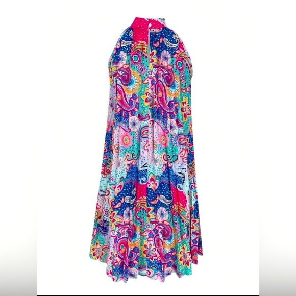 Paisley Halter Neck Pleated Midi Dress, NWOT - Picture 3 of 6